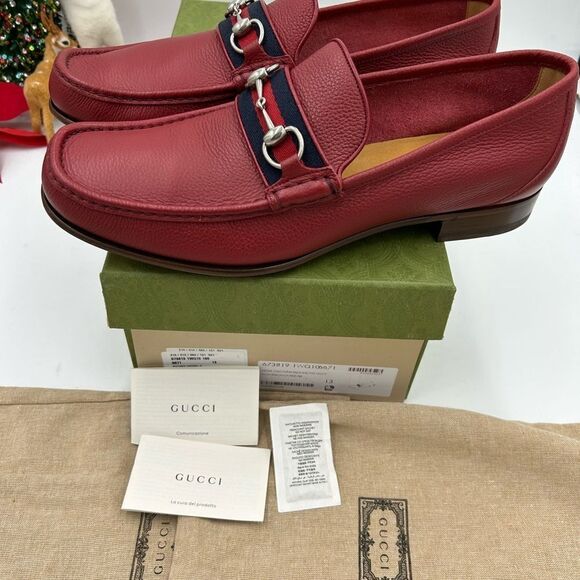 Men’s Gucci, leather, web horse bit loafers size 13 made in Italy - Picture 4 of 10